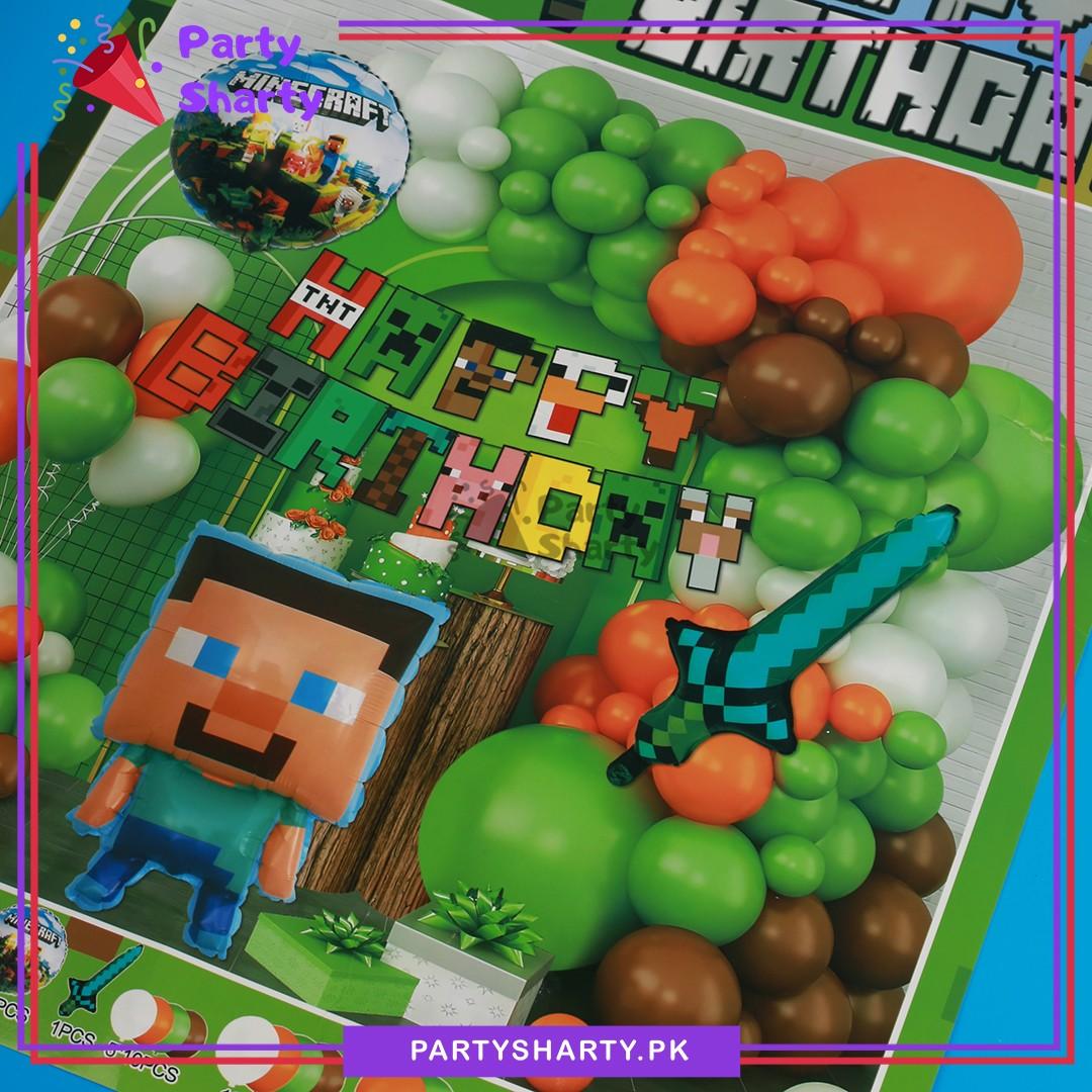 61pcs Happy Birthday Minecraft Theme Set For Theme Based Birthday Decoration & Celebration