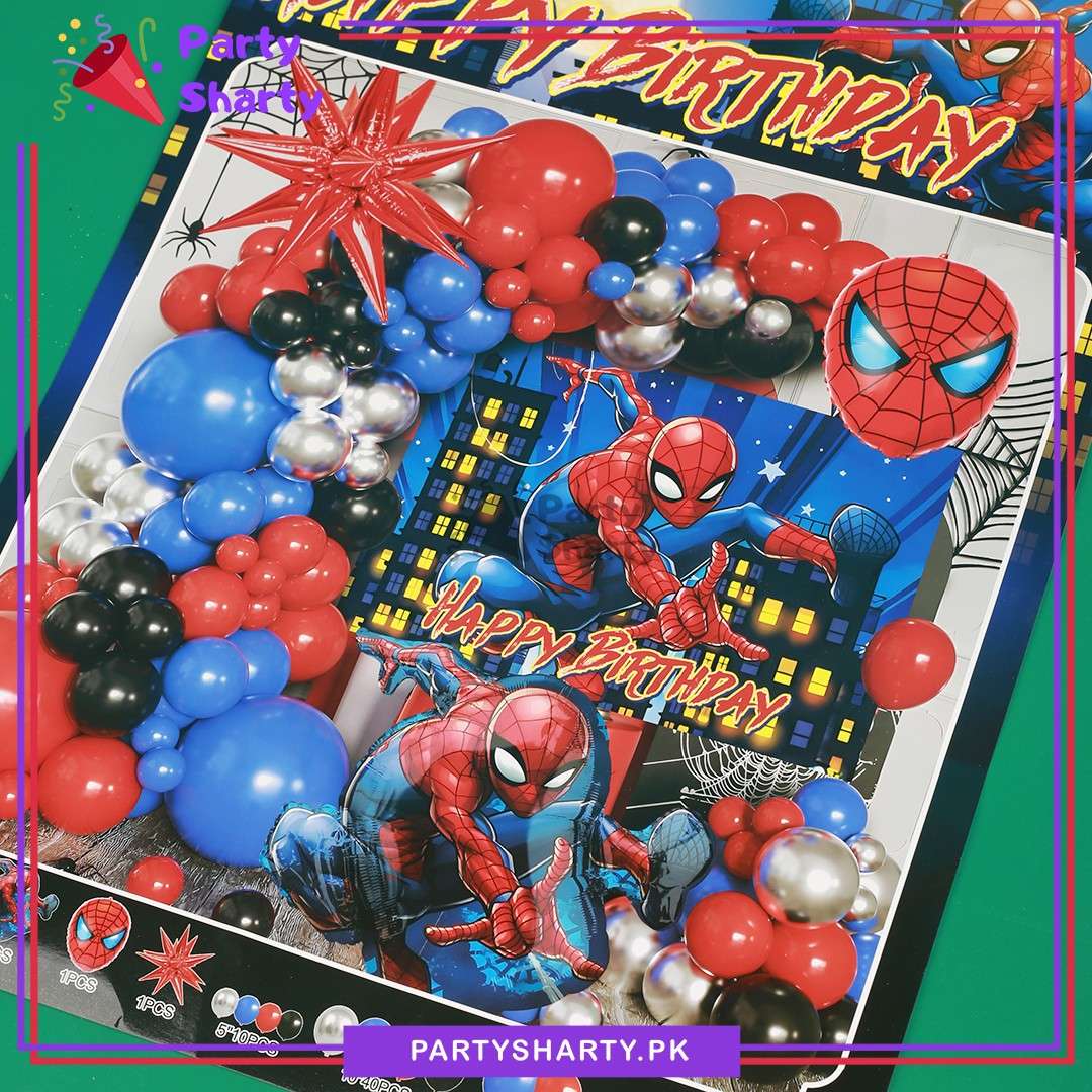 60pcs Happy Birthday Spiderman Theme Set For Theme Birthday Decoration and Celebration