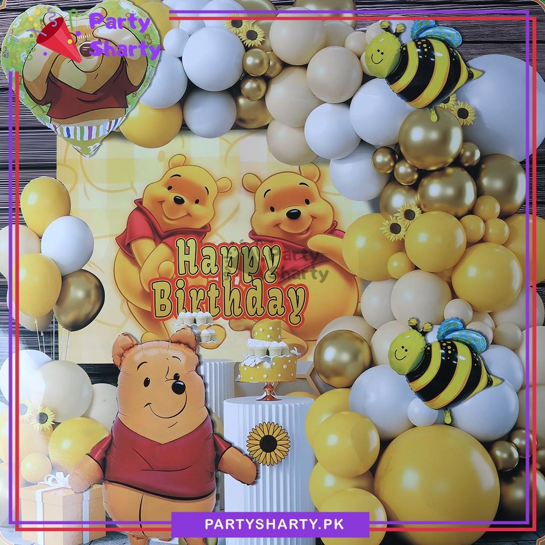 60pcs Winnie The Pooh & Honey Bee Birthday Theme Set For Theme Based Birthday Decoration and Celebration