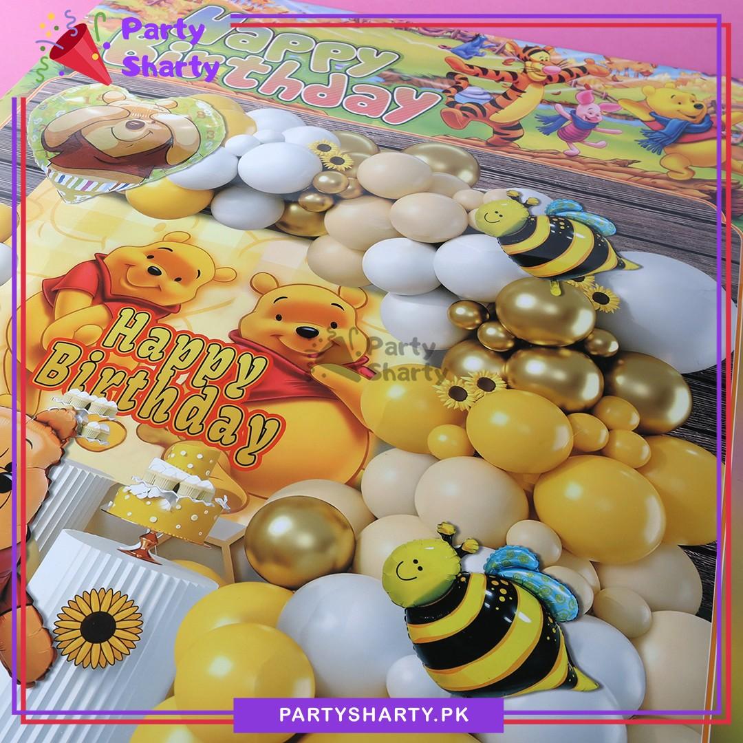 60pcs Winnie The Pooh & Honey Bee Birthday Theme Set For Theme Based Birthday Decoration and Celebration