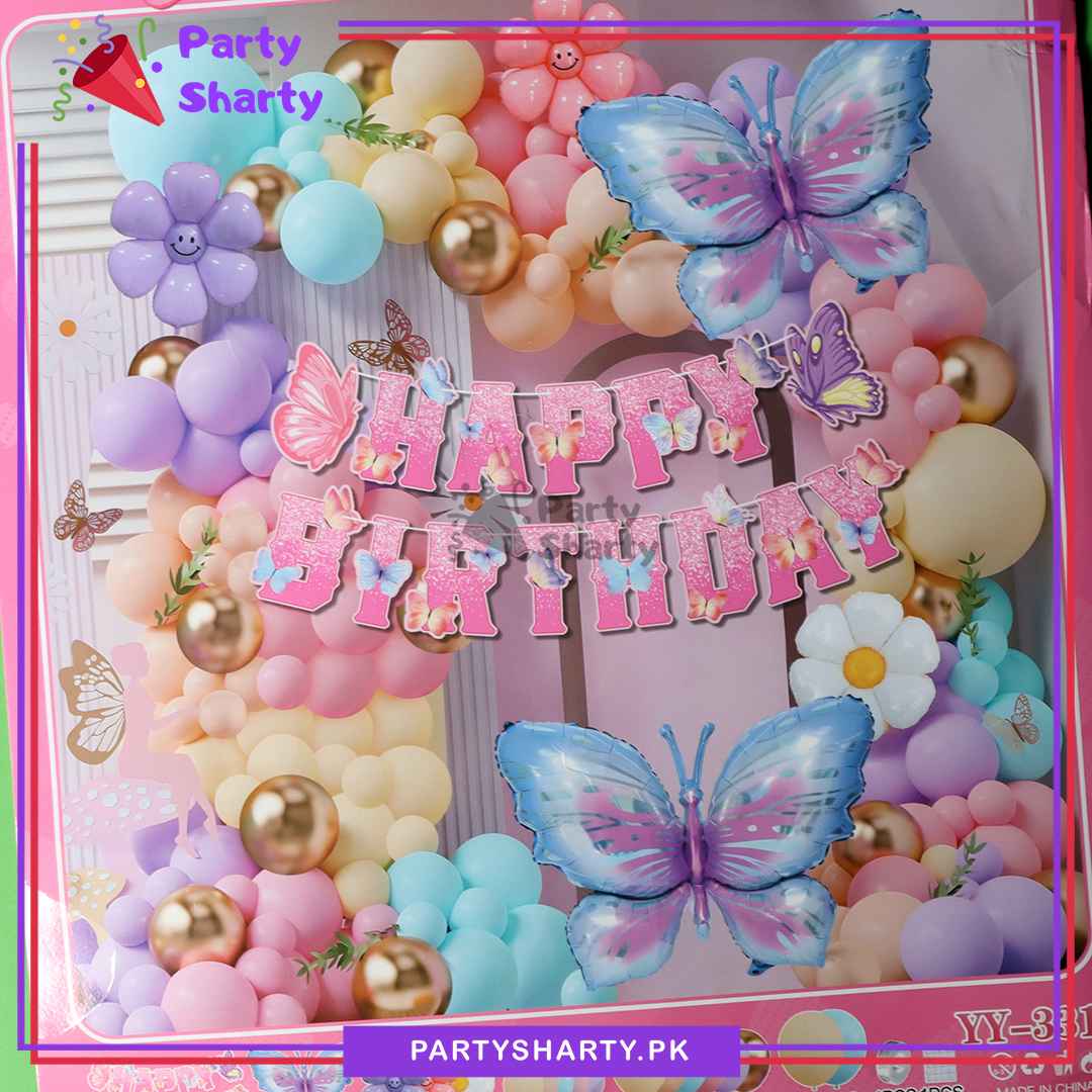 74pcs Happy Birthday Butterfly Theme Set For Butterfly Theme Party Decoration