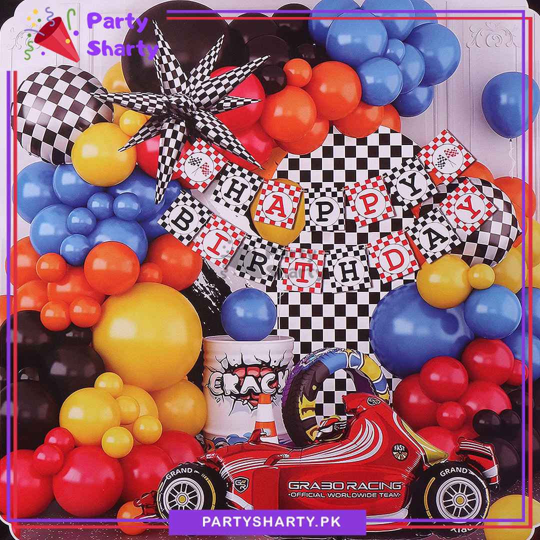 60pcs Happy Birthday Racing Car Theme Set For Birthday Party Decoration & Celebration