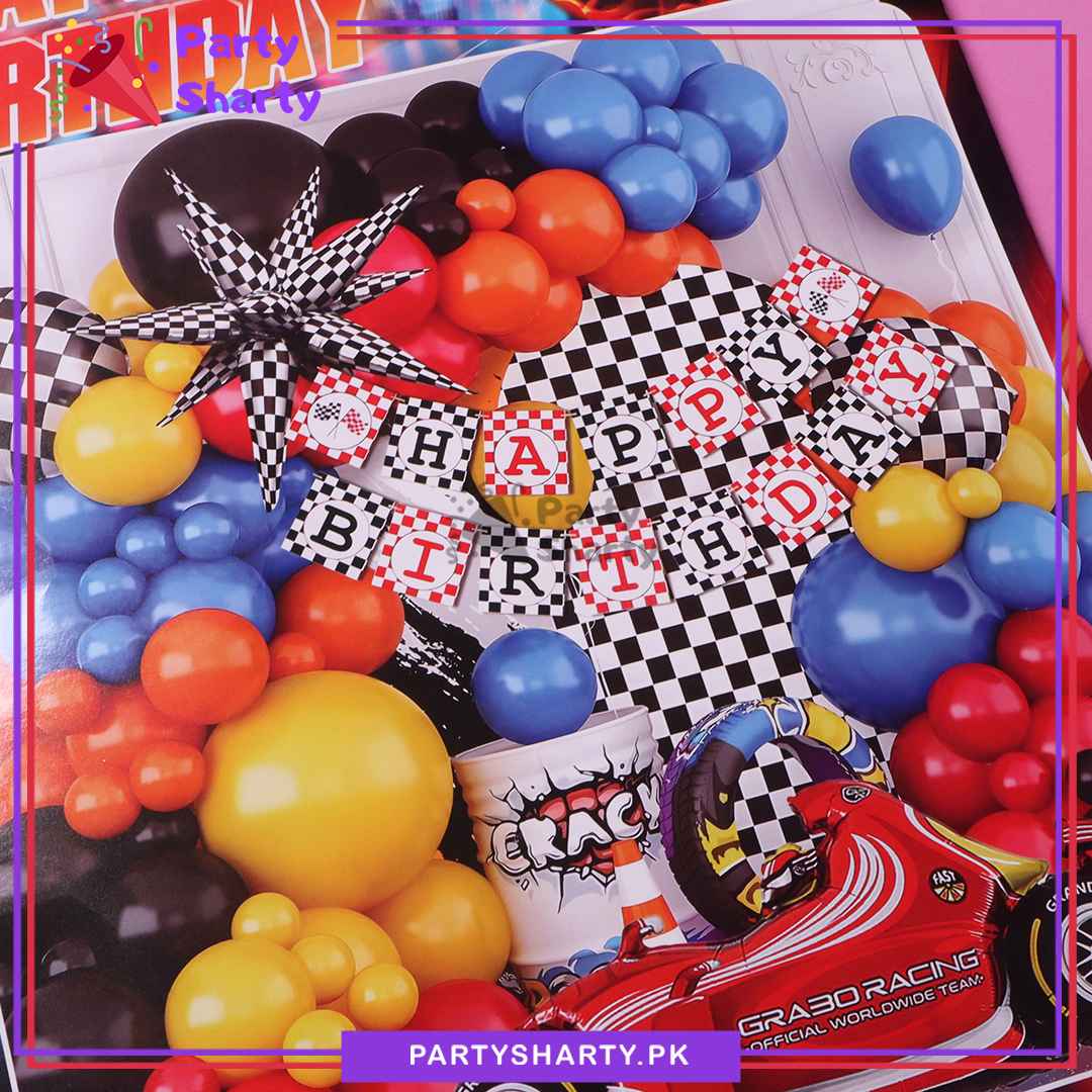 60pcs Happy Birthday Racing Car Theme Set For Birthday Party Decoration & Celebration