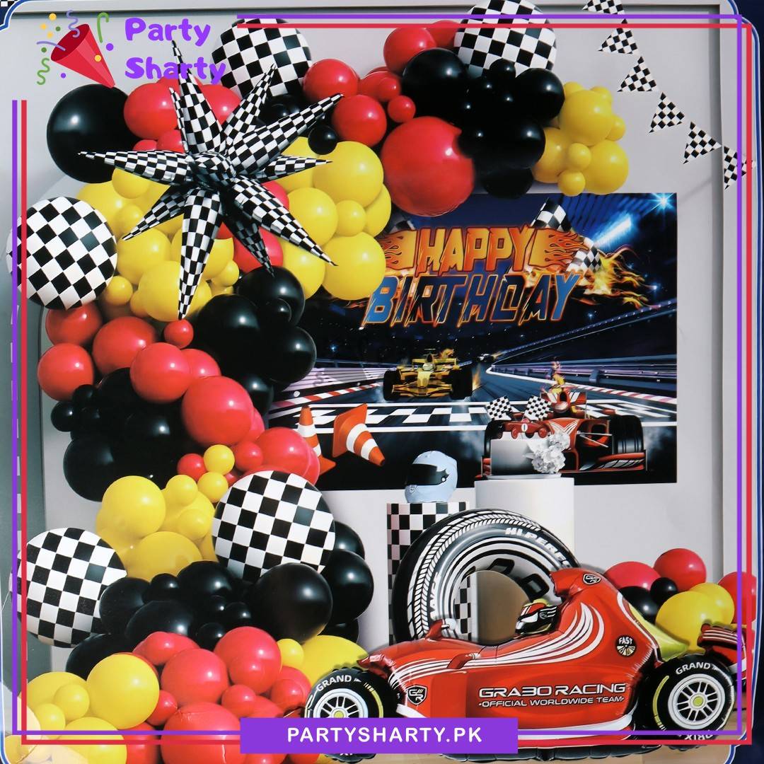 62pcs Happy Birthday Racing Car Theme Set For Birthday Party Decoration & Celebration