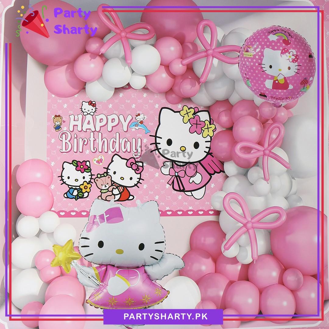 63pcs Happy Birthday Hello Kitty Theme Set For Theme Based Birthday Decoration and Celebration