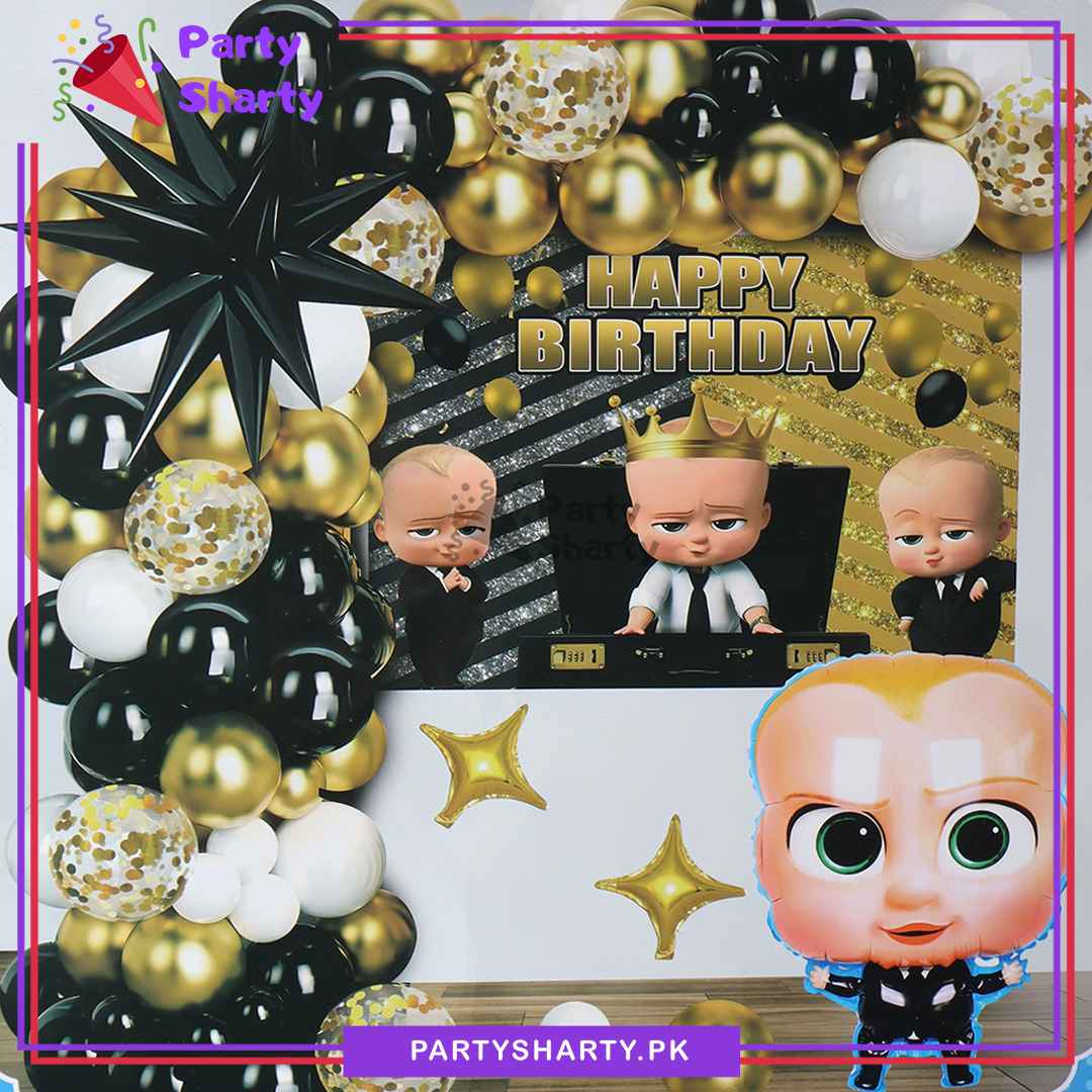 63pcs Boss Baby Happy Birthday Cartoon Theme Set for Theme Based Birthday Decoration and Celebration