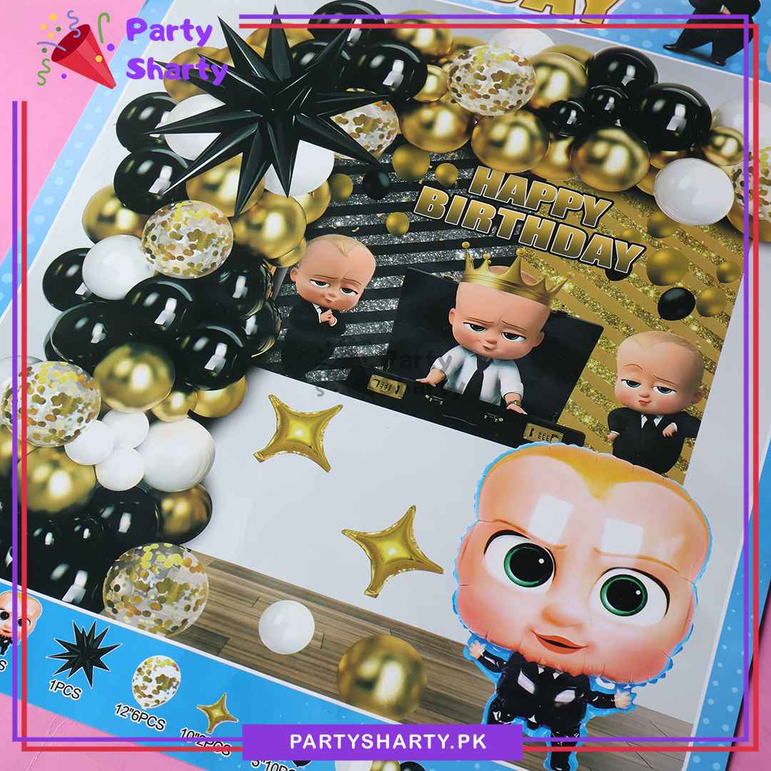 63pcs Boss Baby Happy Birthday Cartoon Theme Set for Theme Based Birthday Decoration and Celebration