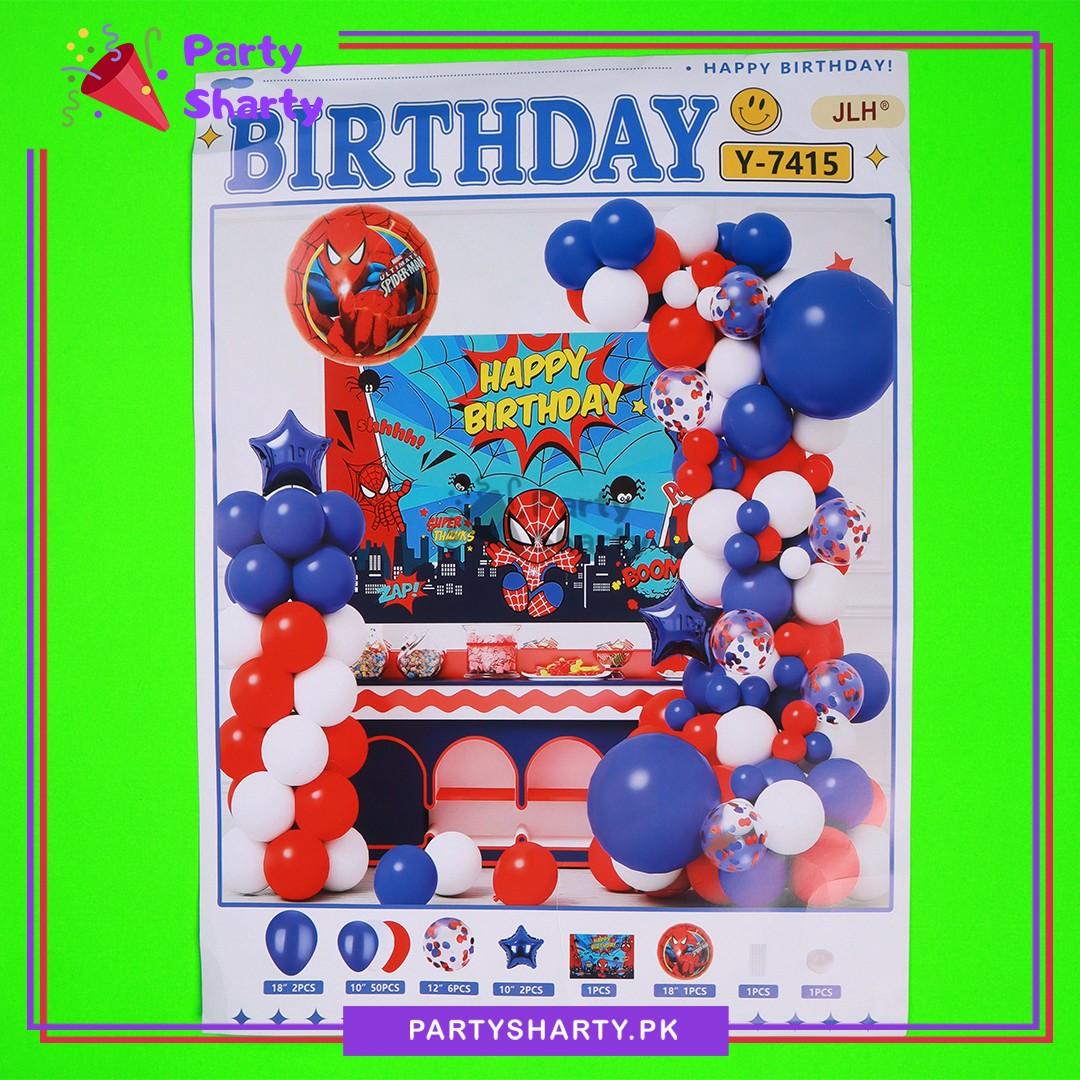64pcs Happy Birthday Spiderman Theme Set For Theme Birthday Decoration & Celebration