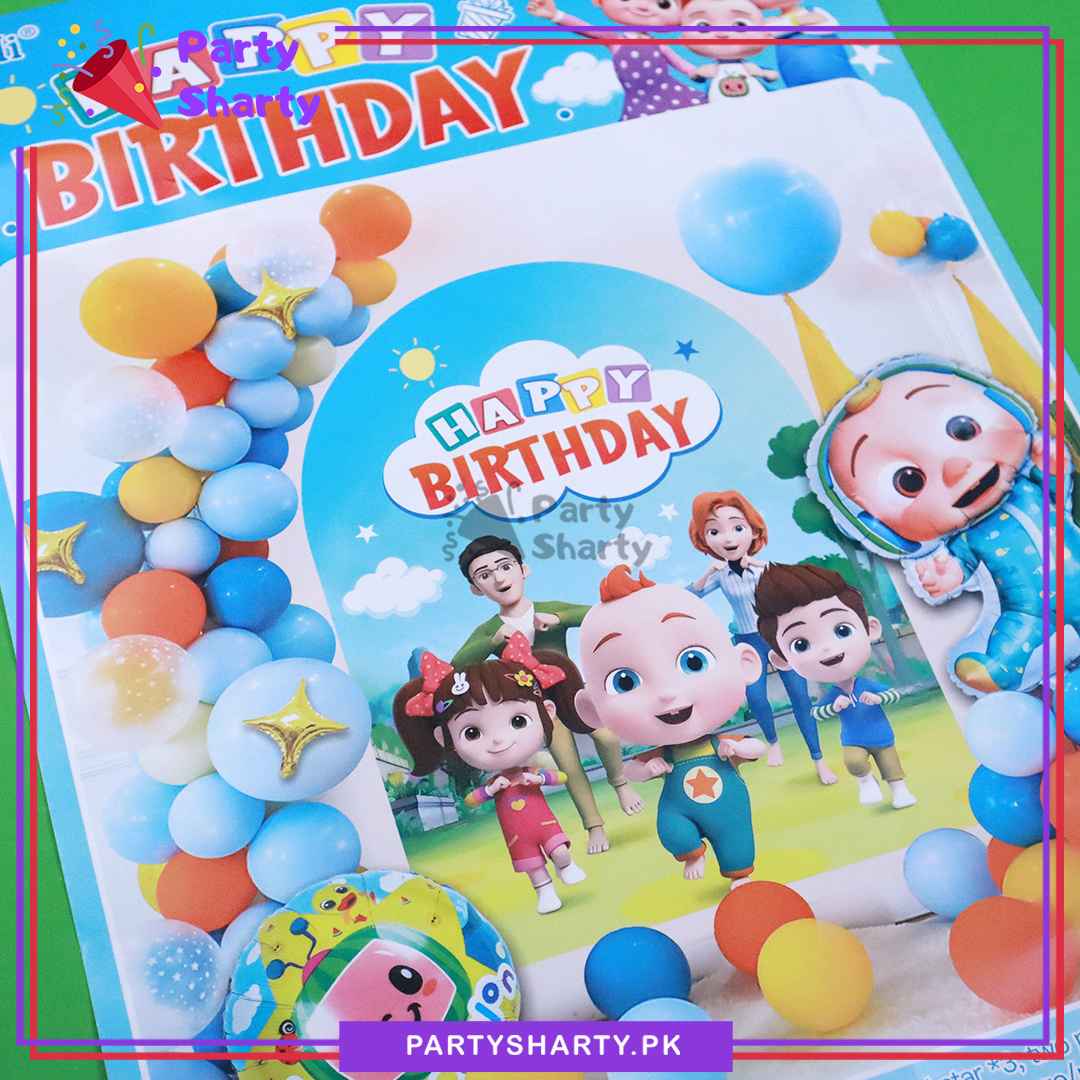 64pcs Happy Birthday Cocomelon Theme Set for Theme Based Birthday Decoration and Celebration