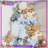 65pcs Baby Blue, Apricot, Metallic Golden & Sand White Balloon Garland Arch Kit For Decoration