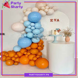 65pcs Baby Blue, Orange & Sand White Balloon Garland Arch Kit For Decoration