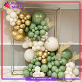 65pcs Olive Green, Metallic Golden & Sand White Balloon Garland Arch Kit For Decoration