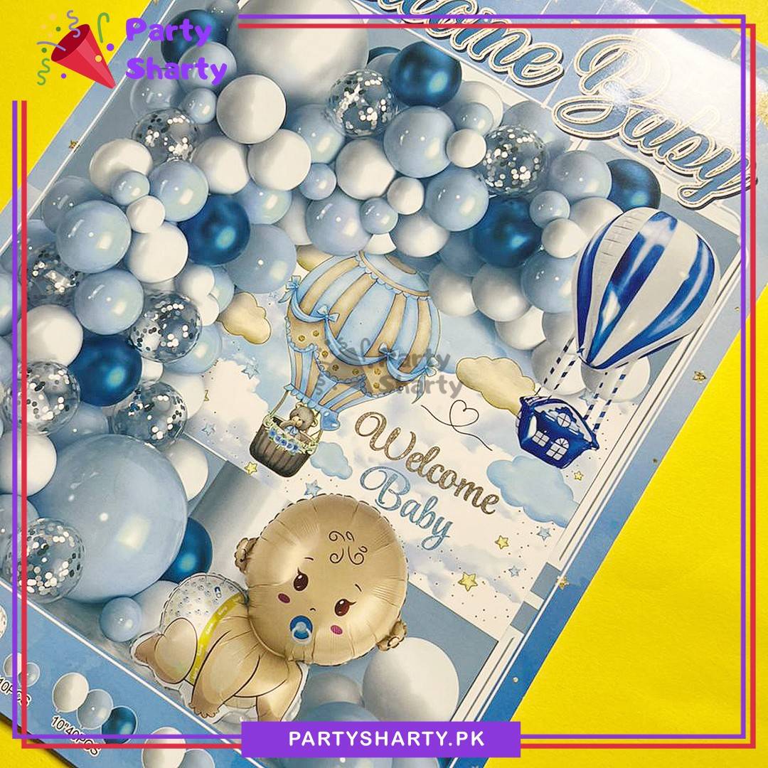 65pcs Welcome Baby Hot Air Balloon Theme Set For Welcome Baby Decoration & Celebration