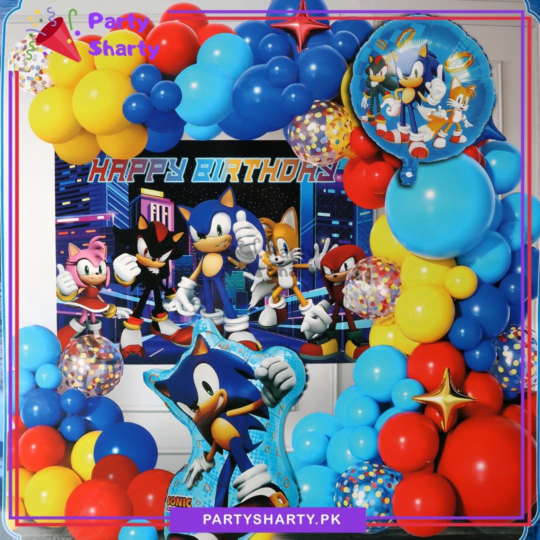 65pcs Happy Birthday Sonic The Hedgehog Theme Set for Theme Based Birthday Decoration & Celebration