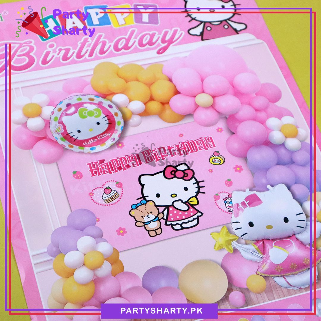 66pcs Happy Birthday Hello Kitty Theme Set For Theme Based Birthday Decoration and Celebration