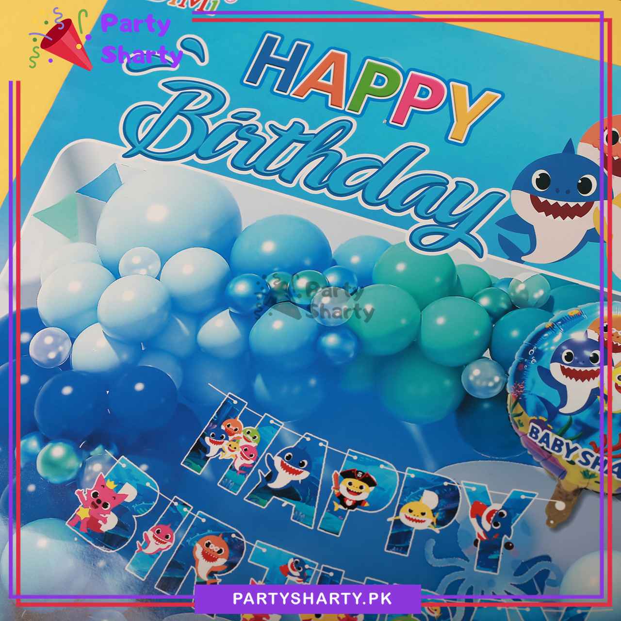 79pcs Happy Birthday Card Banner with Baby Shark Theme Set for Baby Shark Theme Birthday Party Decorations