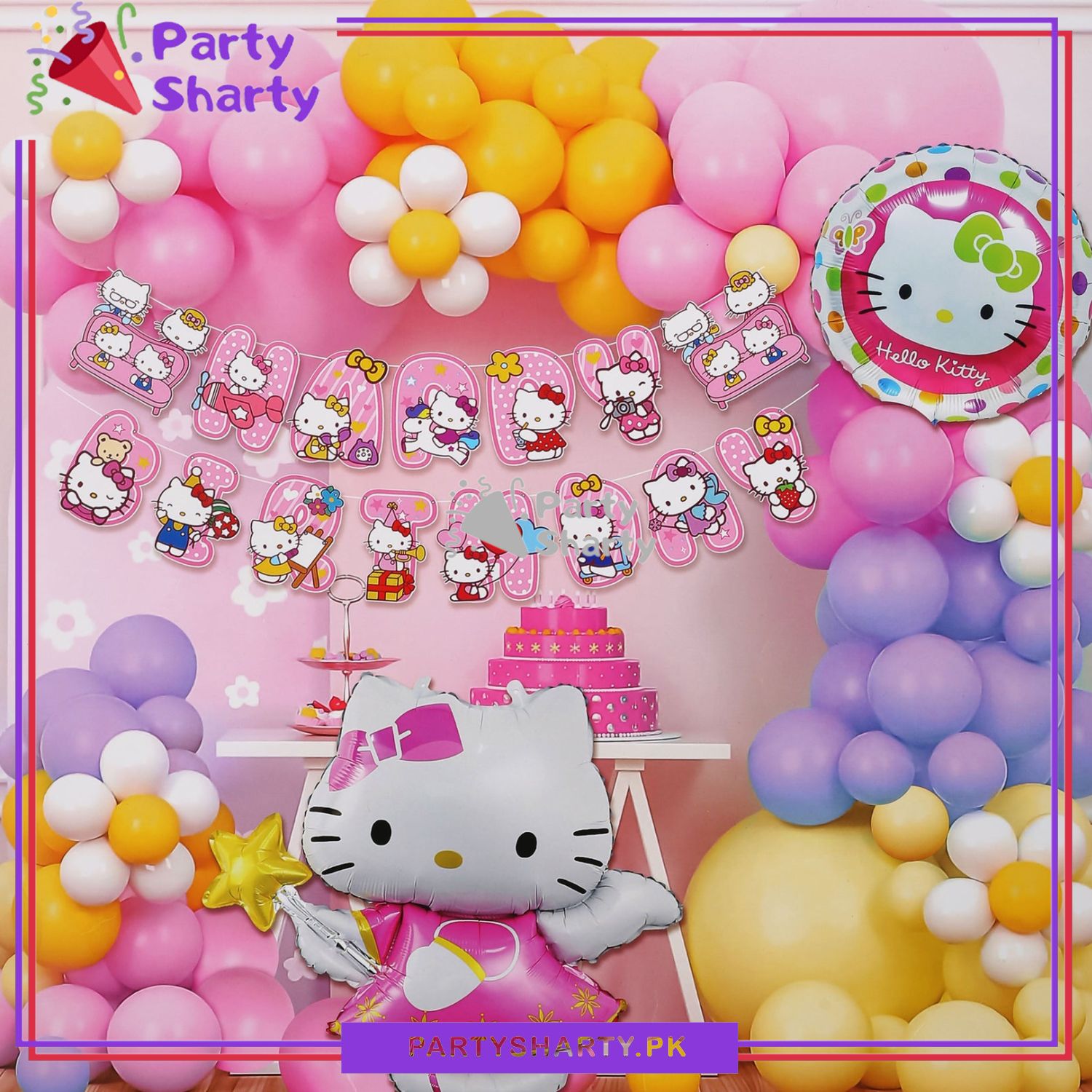 67pcs Happy Birthday Hello Kitty Theme Set For Theme Based Birthday Decoration and Celebration