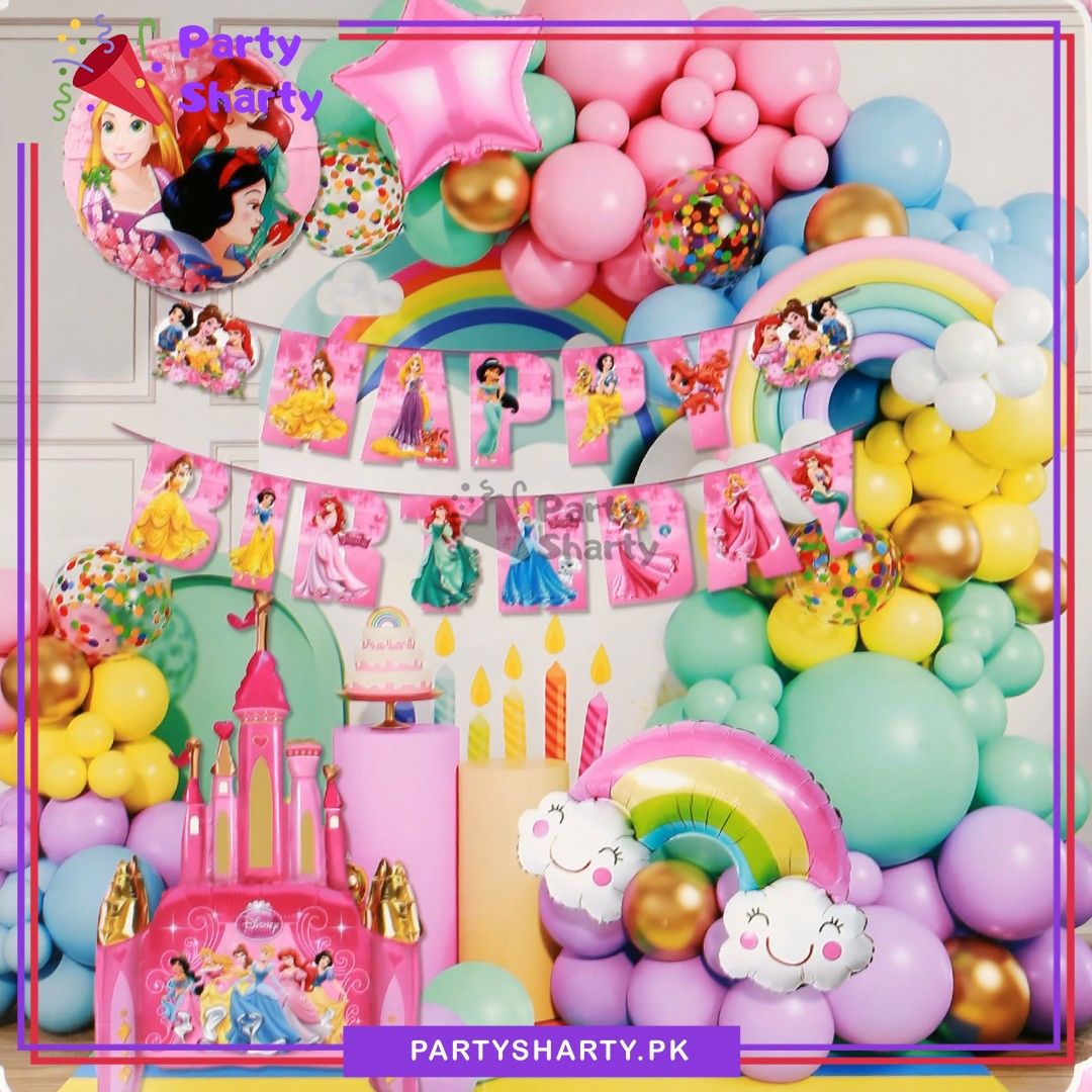 68pcs Happy Birthday Princess Theme Set For Theme Birthday Decoration & Celebration