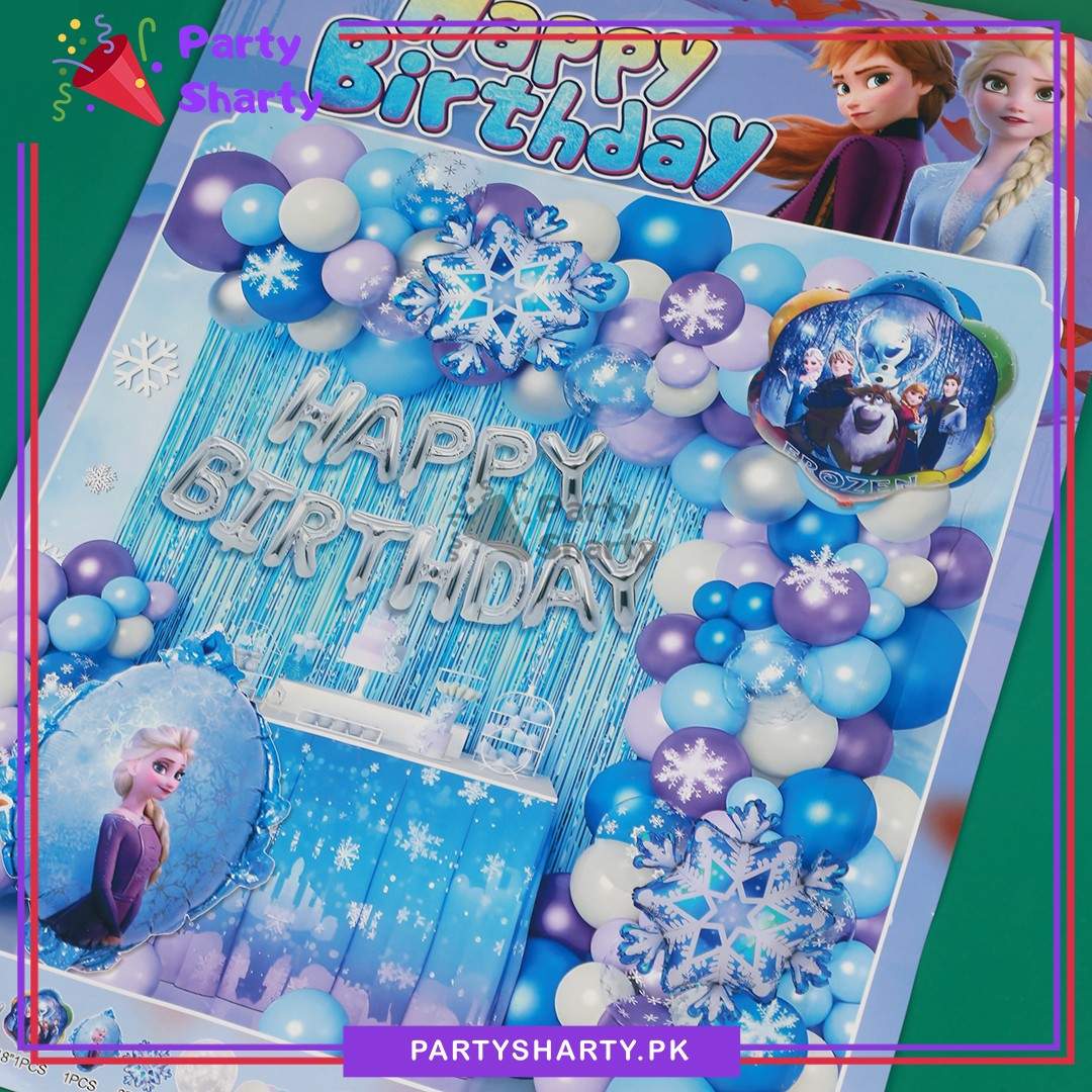 68pcs Happy Birthday Frozen Elsa Theme Set For Theme Based Birthday Decoration & Celebration
