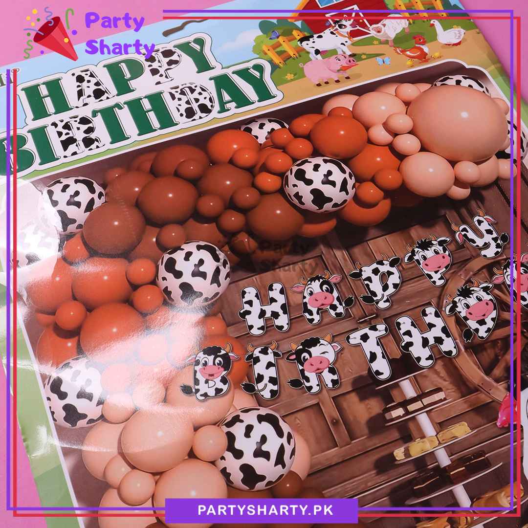 68pcs Happy Birthday Cow Theme Set For Farm Animal Themed Party Decoration & Celebration