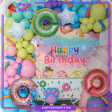 68pcs Happy Birthday Donut Theme Balloon Garland Set For Candyland Birthday Decoration and Party Celebrations