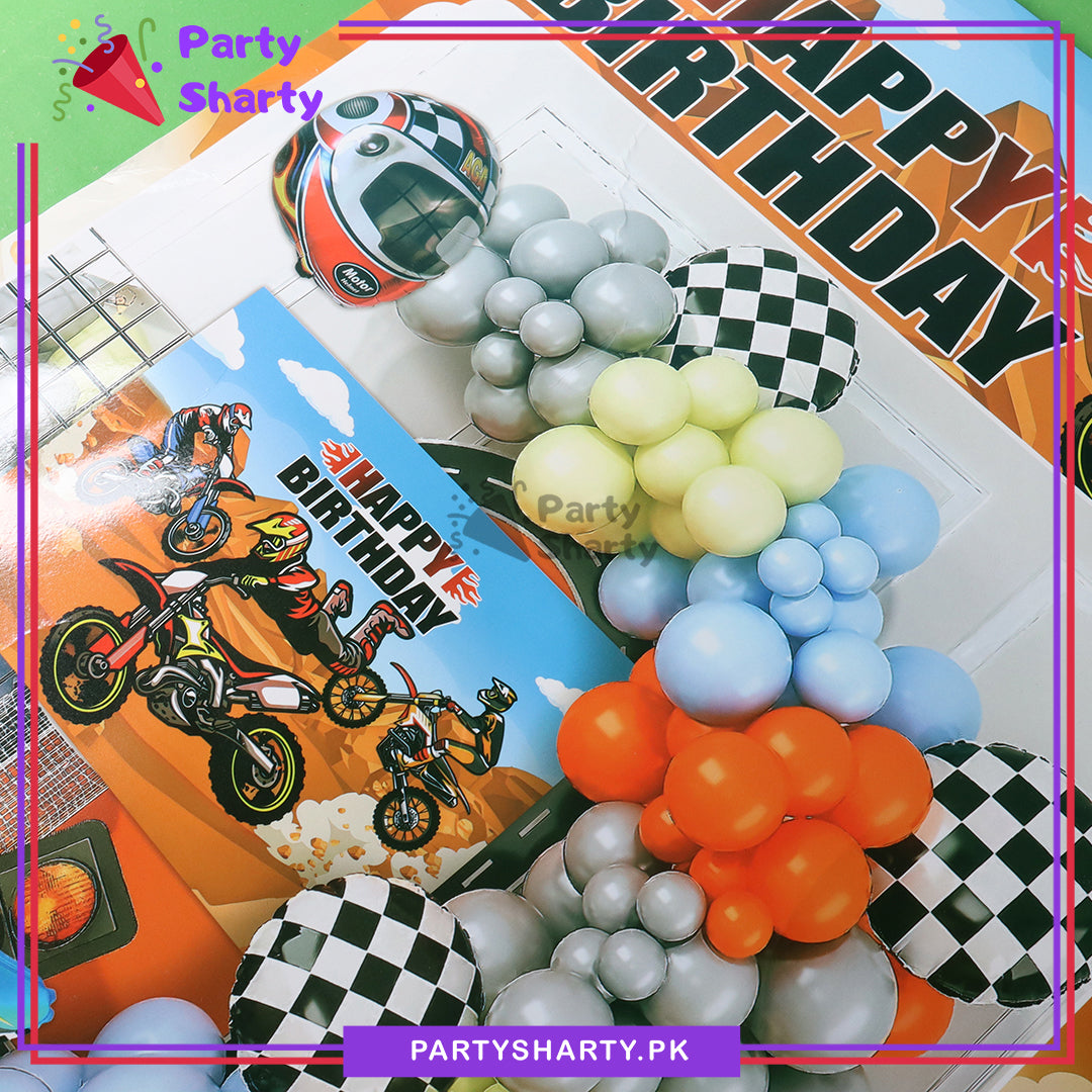 68pcs Motor Bike Theme Balloon Garland Set For Motor Cycle Theme Birthday Decoration and Celebration