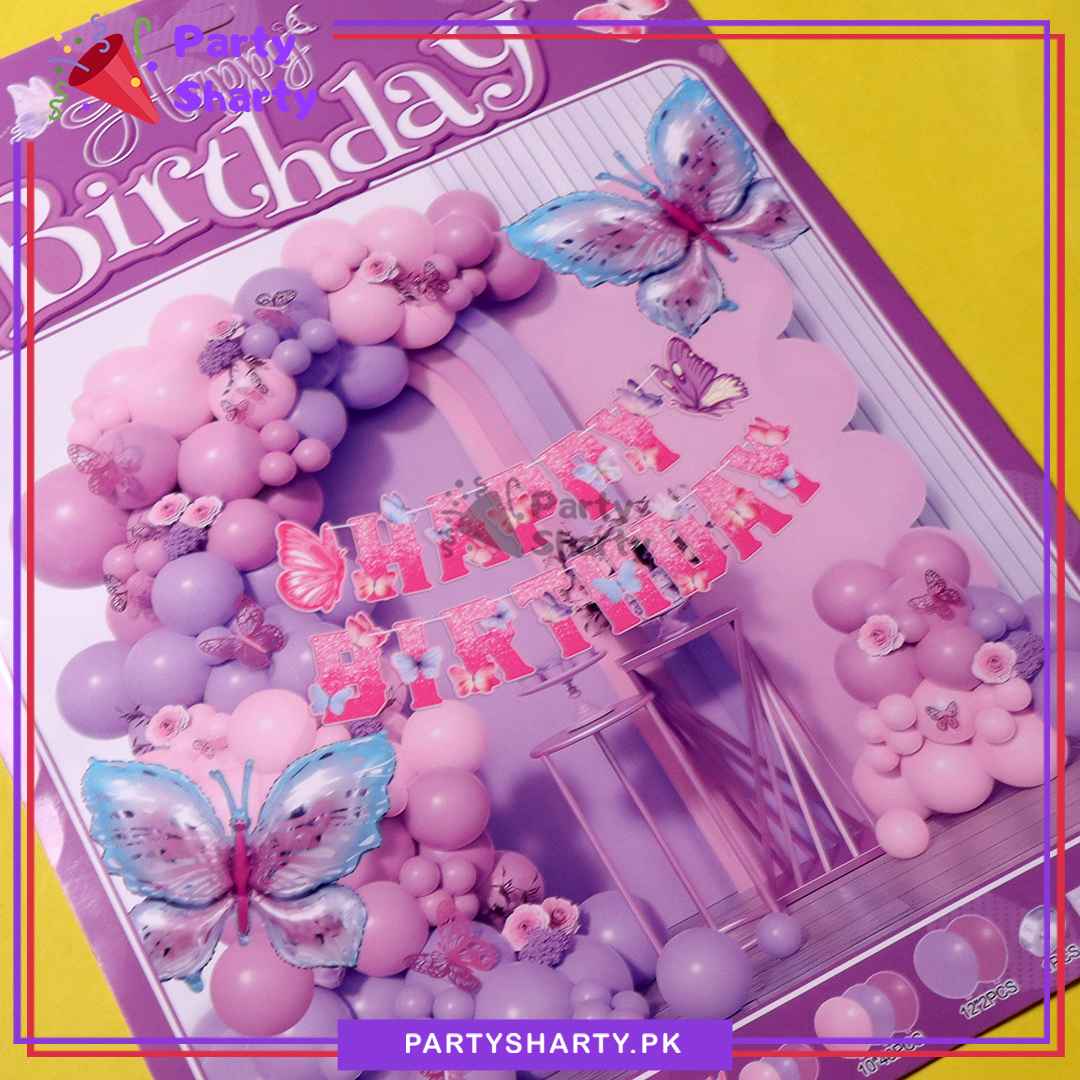 69pcs Happy Birthday Butterfly Theme Set For Theme Birthday Party Decoration & Celebration