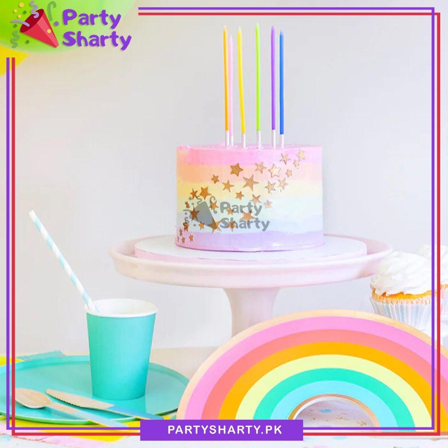 6pcs/Set Pastel Multi Pencil Birthday Cake Candles For Birthday Party Decoration & Celebrations