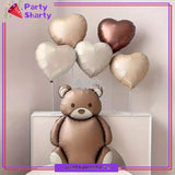 6pcs/Set Matte Teddy Bear with Heart Foil Balloons For Teddy Bear Theme Party Decoration And Celebration