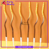 6pcs, Golden Point Splashing Ink Two-color Gradient Curved Birthday Cake Decoration Candles For Birthday, Wedding, Anniversary and Event Decoration