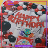 70pcs Happy Birthday Red, Black & White Theme Set for Birthday Theme Based Decoration & Celebration