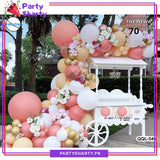 70pcs Retro Pink, Apricot, White & Golden Metallic Balloon Garland Arch Kit For Decoration