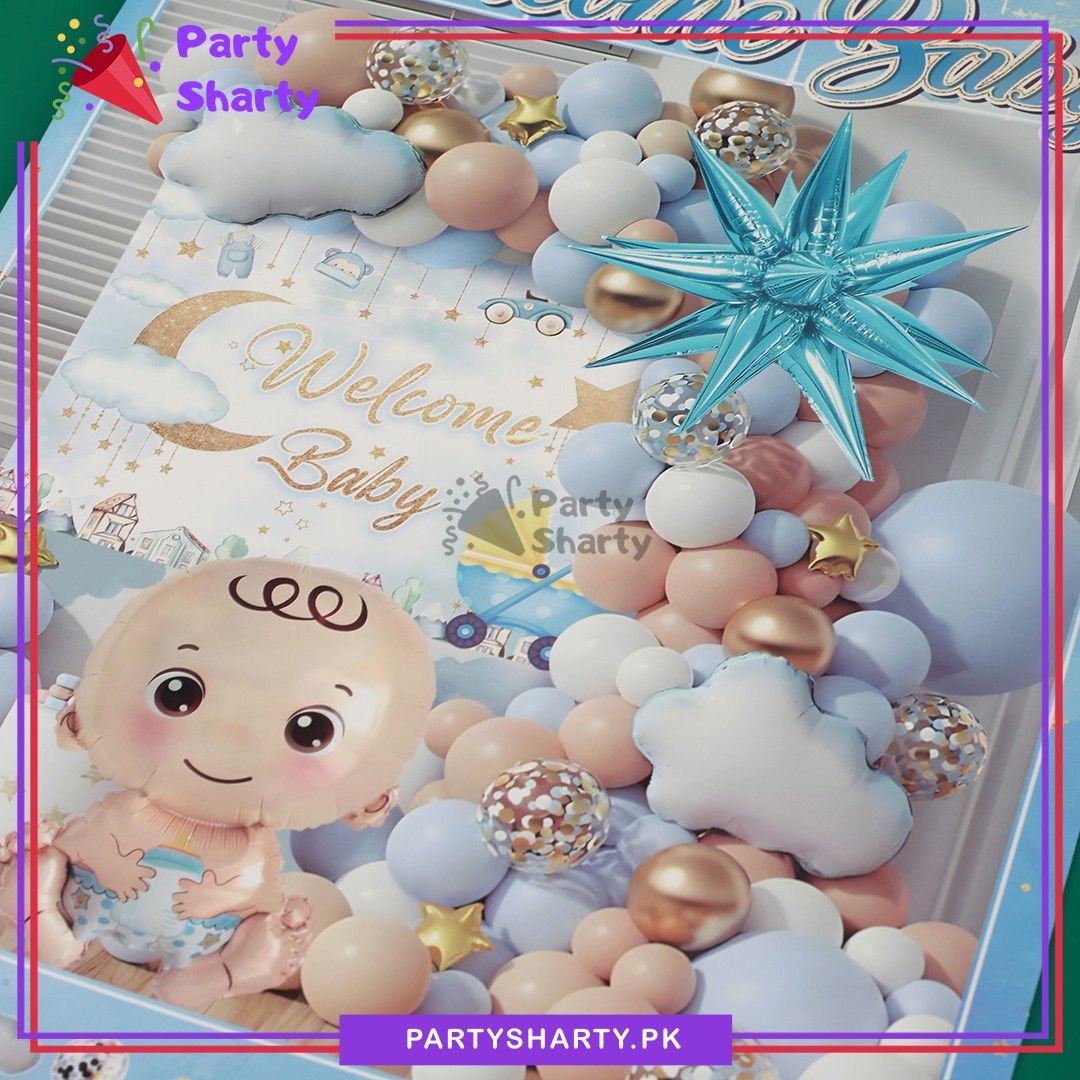 70pcs Welcome Baby Boy Theme Set for Welcome Baby Event Decoration & Celebration