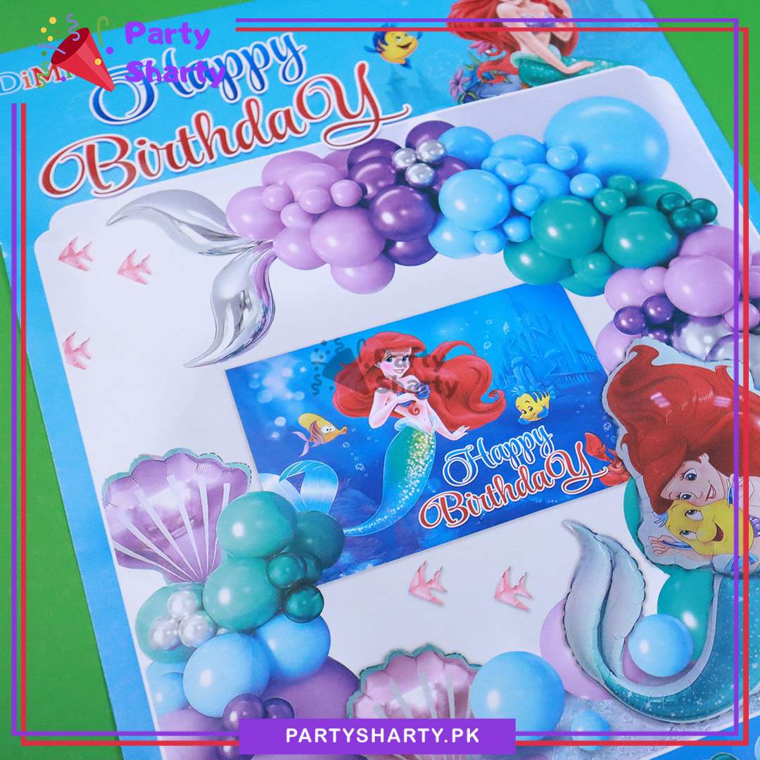 70pcs Happy Birthday Ariel Mermaid Theme Set for Theme Based Birthday Decoration and Celebration