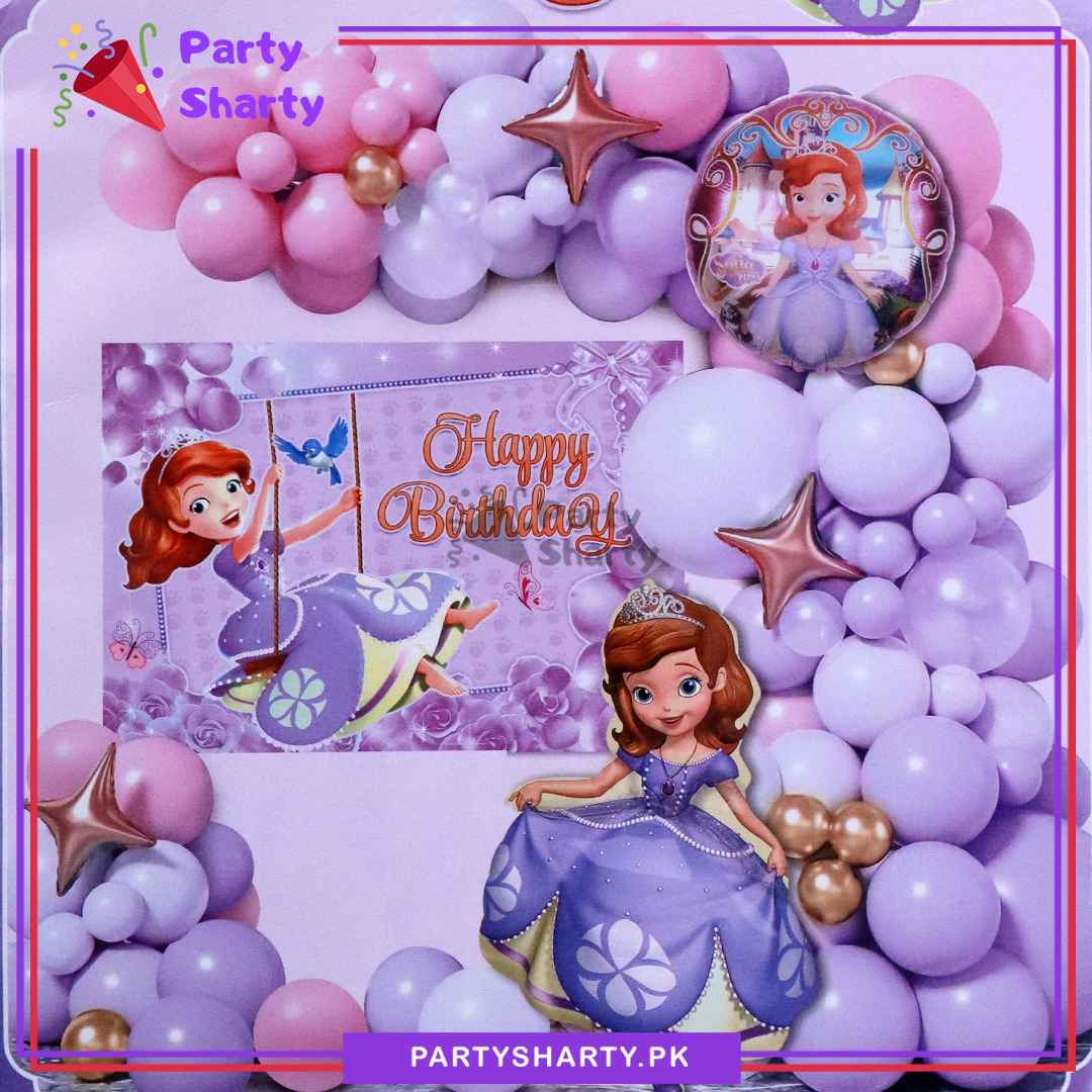 70pcs Happy Birthday Sofia Theme Set For Theme Based Birthday Decoration and Celebration