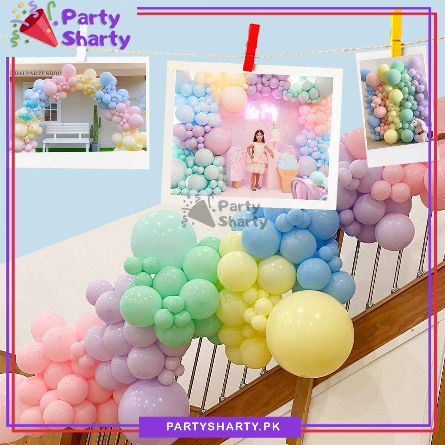 70pcs Rainbow Pastel Color Balloon Garland Kit For Birthday Party and Event Decoration