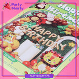 71pcs Happy Birthday Cream with Lion, Monkey & Giraffe Head Foil Balloon Set For Jungle / Safari Theme Decoration