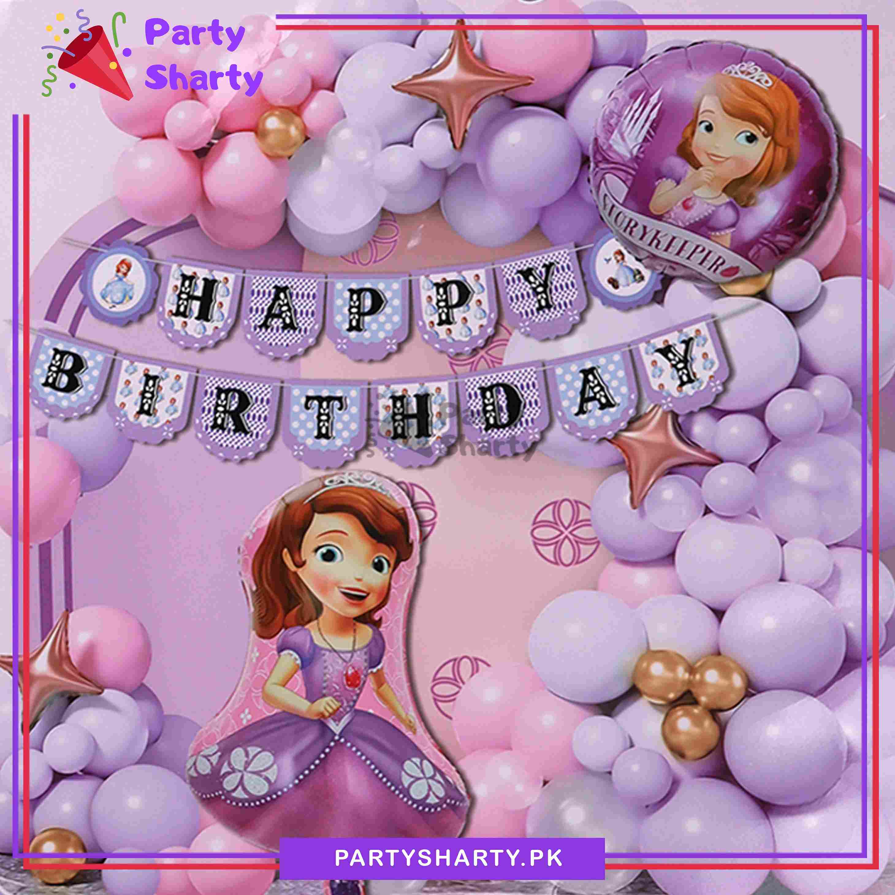 71pcs Happy Birthday Sofia Theme Set For Theme Based Birthday Decoration and Celebration