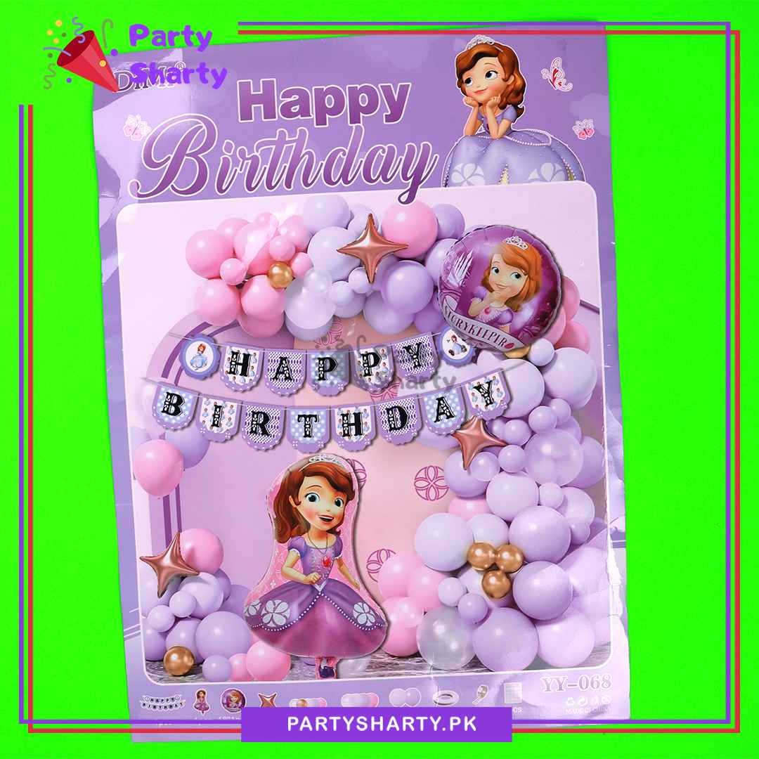 71pcs Happy Birthday Sofia Theme Set For Theme Based Birthday Decoration and Celebration