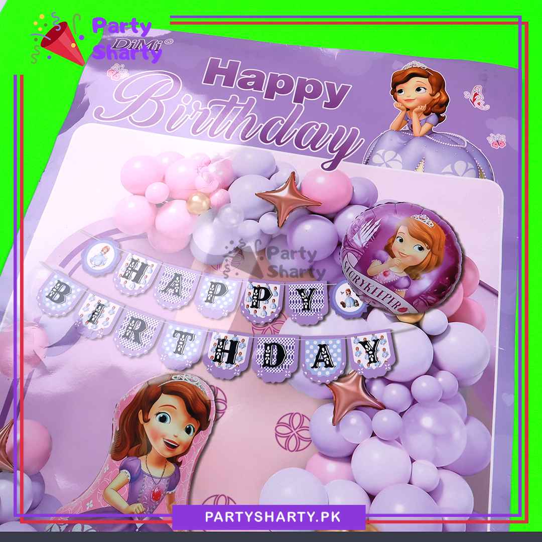 71pcs Happy Birthday Sofia Theme Set For Theme Based Birthday Decoration and Celebration
