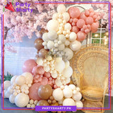 72pcs Brown, Baby Pink, Sand White & White Balloon Garland Arch Kit For Decoration