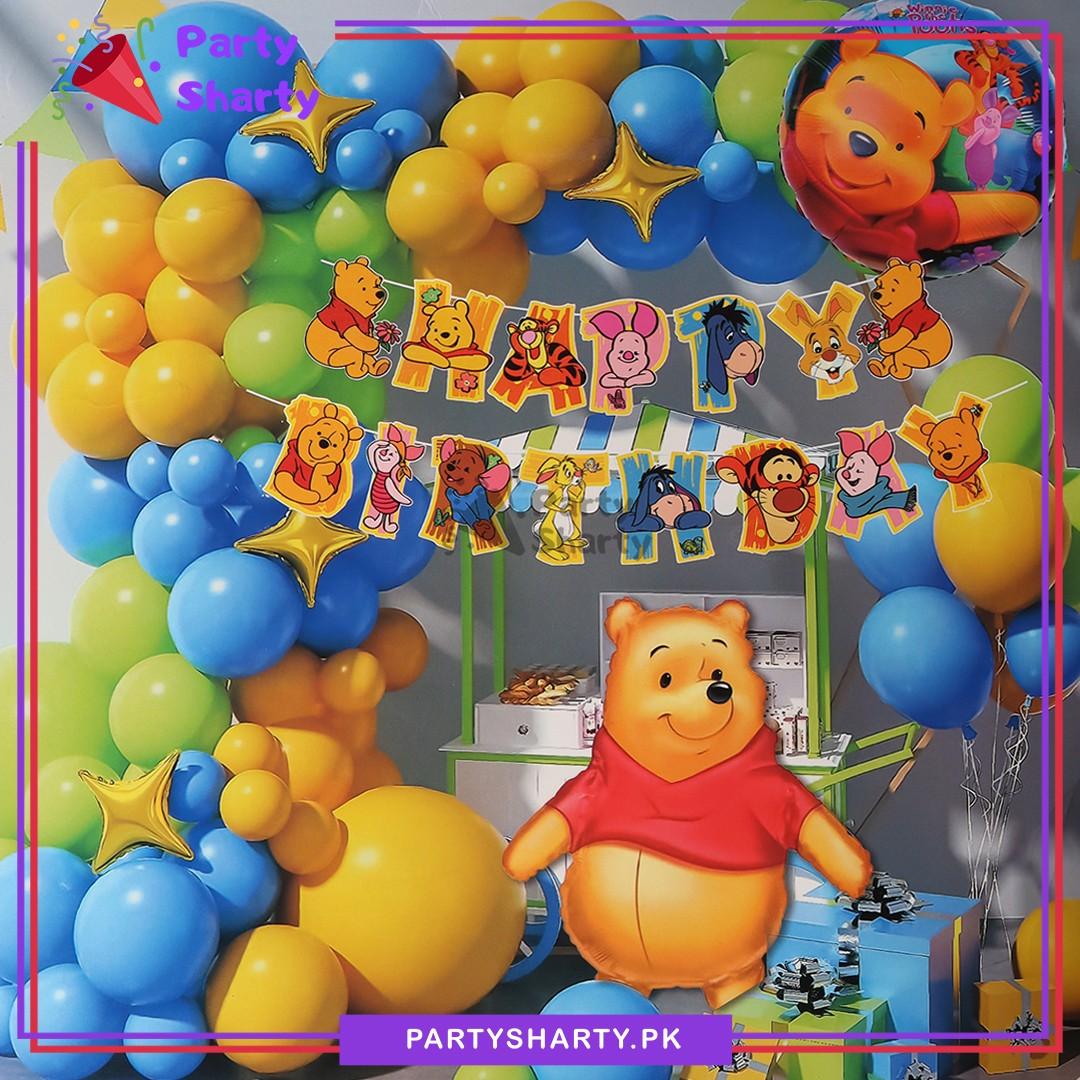 73pcs Winnie The Pooh Happy Birthday Theme Set For Theme Based Birthday Decoration & Celebration