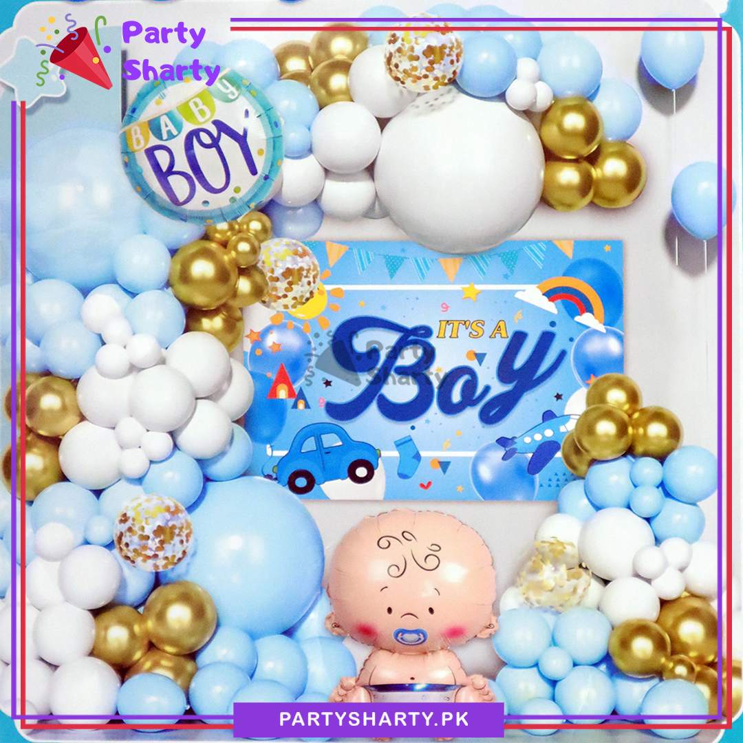 73pcs Its a Boy Theme Set for Welcome Baby / Baby Shower Event Decoration and Celebration