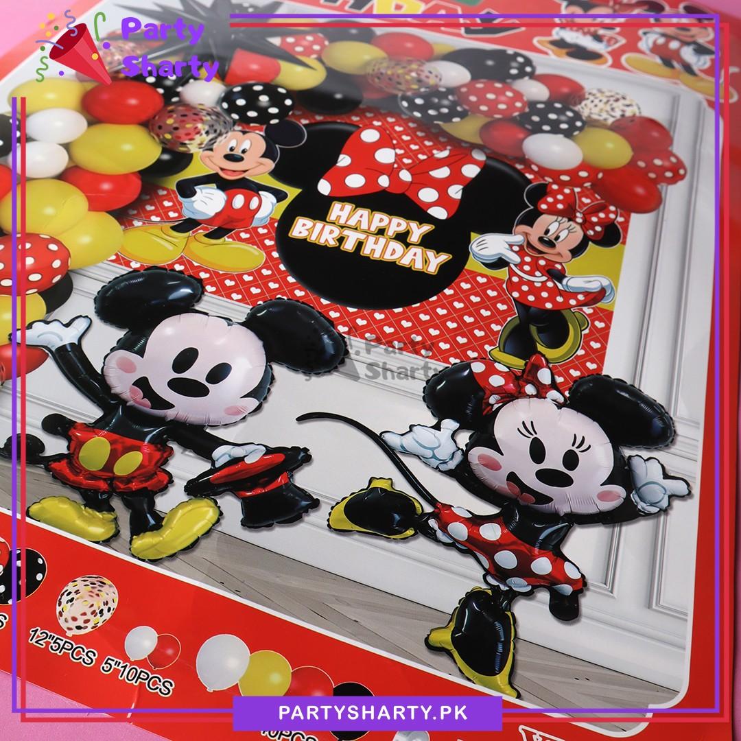 75pcs Happy Birthday Mickey & Minnie Mouse Theme Set for Theme Based Birthday Decoration and Celebration
