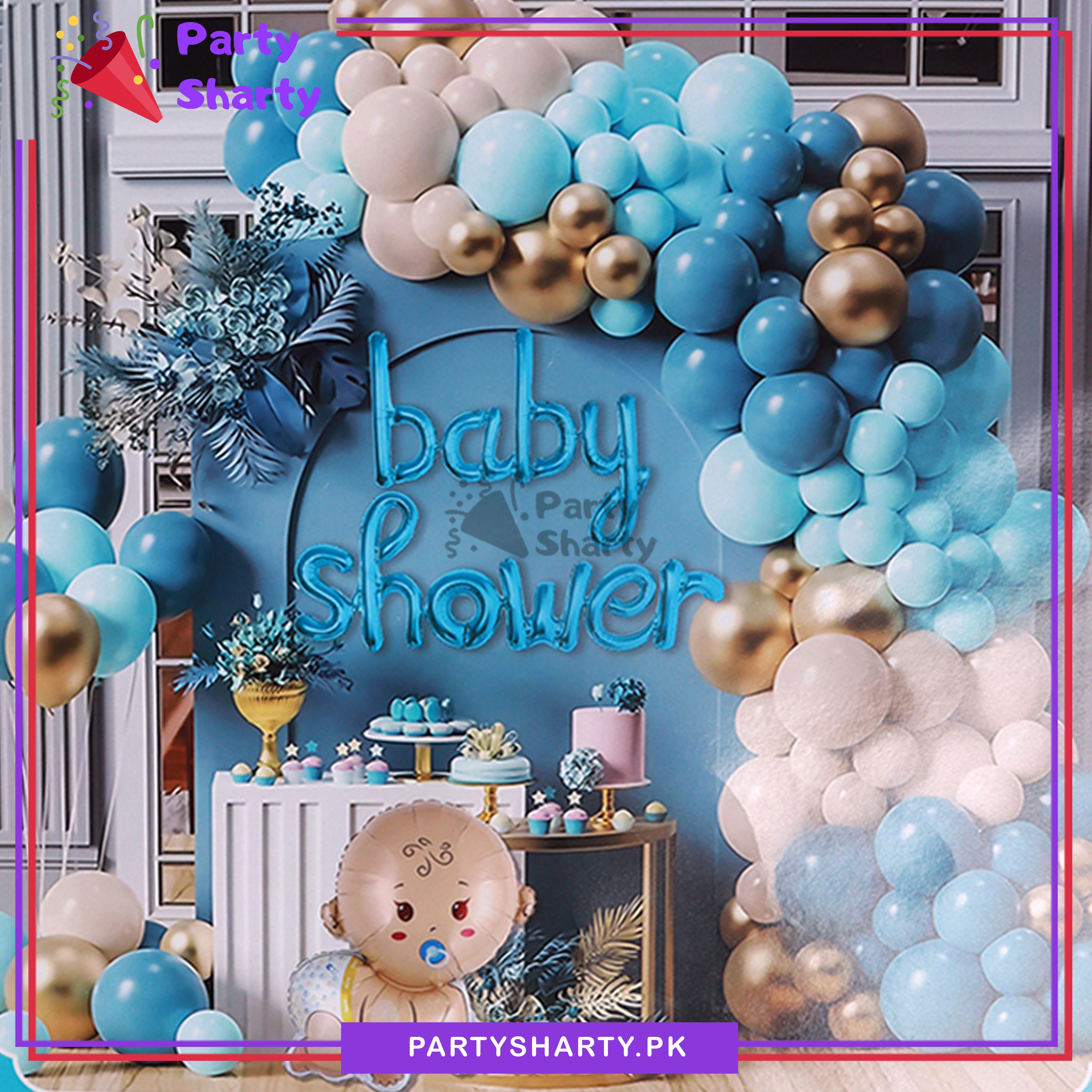 75pcs Blue Baby Shower Theme Set for Gender Reveal / Baby Shower Event Decoration and Celebration