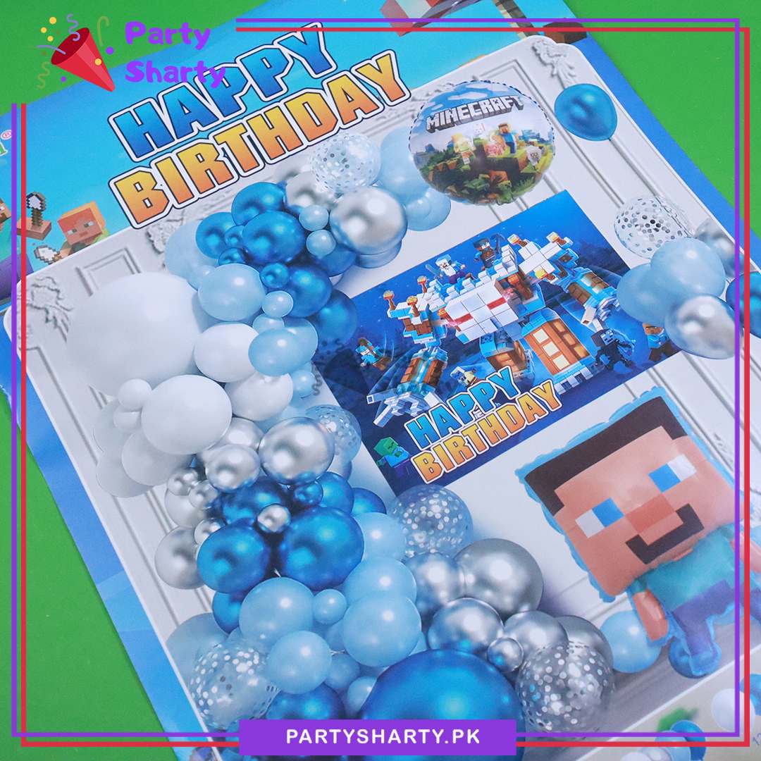 75pcs Happy Birthday Minecraft Theme Set For Theme Based Birthday Decoration & Celebration