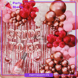 77pcs Bride To Be Rose Gold With Red, White & Baby Pink Balloons Theme Set for Bridal Shower Decoration & Celebration