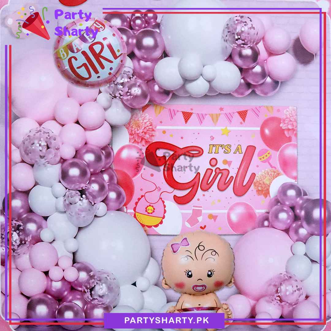 77pcs Its a Girl Theme Set for Welcome Baby / Baby Shower Event Decoration and Celebration