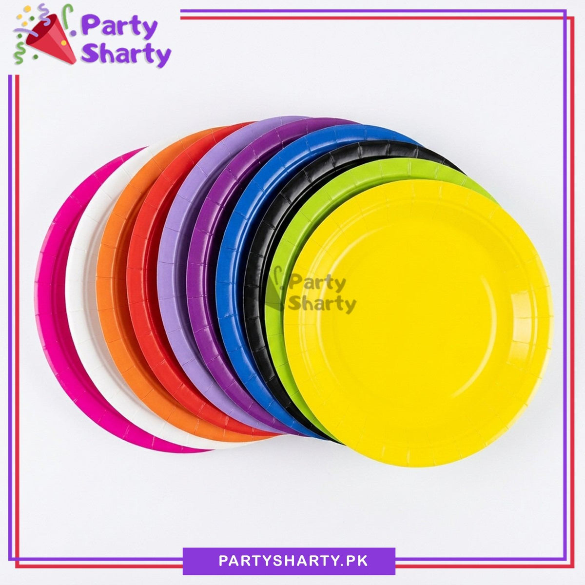 7 Inches Plain Solid Color Paper Party Plates Pack of 10 For Party Decoration & Celebration