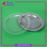 7inches Crystal Silver Glittered Plastic Plates For Party Event Decoration & Celebration